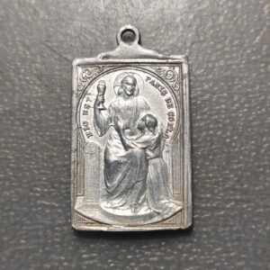 MEDALLA RELIGIOSA ITALIA JESUS CON CALIZ Y NIÑO RECUERDO DE MI PRIMERA COMUNION