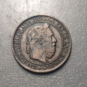 ESPAÑA GUERRA CARLISTA CARLOS VII 10 CENTIMOS 1875 BC+/MBC-