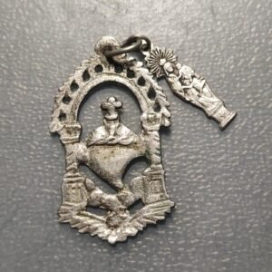 MEDALLA RELIGIOSA S. XIX SAGRADO CORAZON DE JESUS VIRGEN DEL PILAR PLATA CALADA