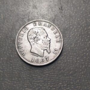 ITALIA REINO VITTORIO EMANUELE II 1 LIRA 1867 M ESCUDO MBC-/MBC