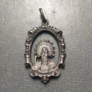 MEDALLA RELIGIOSA ZARAGOZA VIRGEN DEL PILAR MEDALLA CALADA APARIENCIA PLATA