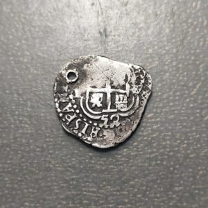 BOLIVIA POTOSI FELIPE IV 1 REAL 1652 3 FECHAS LEIBLES AGUJERO HOLED 3,44g