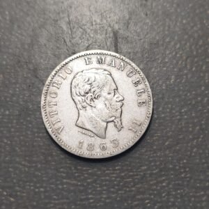 ITALIA REINO VITTORIO EMANUELE II 1 LIRA 1863 T TURIN ESCUDO MBC-/MBC