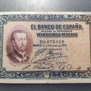 ESPAÑA 25 PESETAS 12/10/1926 P-71 BC+