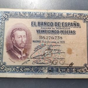 ESPAÑA 25 PESETAS 12/10/1926 P-71 BC+