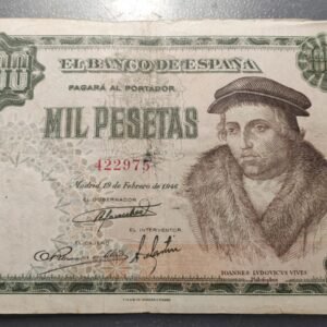 ESPAÑA 1000 PESETAS 19/02/1946 PAPEL MAL RECORTADO ARRIBA MBC-
