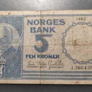 NORUEGA NORWAY 5 KRONER 1962 P-30g
