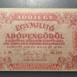 HUNGRIA HUNGARY 1.000.000 ADOPENGO 25/05/1946 P-140a MBC+