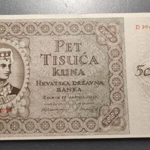 CROACIA CROATIA 5000 KUNA 1943 P-14 SC-/SC