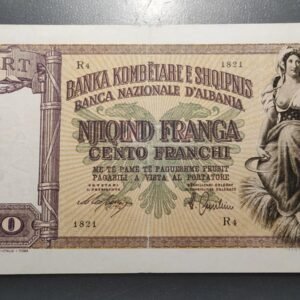 ALBANIA ITALIAN OCCUPATION 100 FRANGA 1940 P-8 MBC+ PLANCHADO