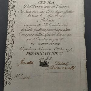 ITALIA VENICE VENEZIA AUSTRIA 10 DUCATI 01/10/1798 PS181