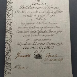ITALIA VENICE VENEZIA AUSTRIA 10 DUCATI 01/10/1798 PS181