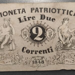 ITALIA VENEZIA VENECIA 2 LIRE 2 LIRAS 1848 MONETA PATRIOTTICA