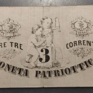 ITALIA VENEZIA VENECIA 3 LIRE 3 LIRAS 1848 MONETA PATRIOTTICA