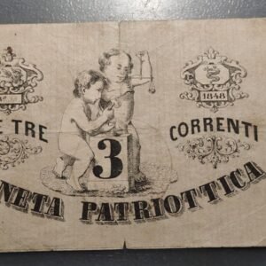ITALIA VENEZIA VENECIA 3 LIRE 3 LIRAS 1848 MONETA PATRIOTTICA