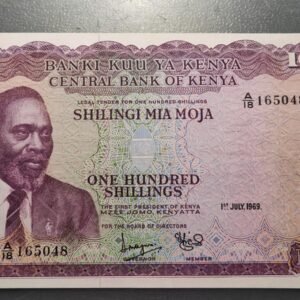 KENIA KENYA 100 SHILINGI 100 SKILLINGS 01/07/1969 P-10a EBC DOBLADO-LAVADO