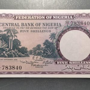 NIGERIA 5 SHILLINGS 15/09/1958 P-2a SC-/SC