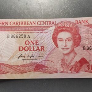 EAST CARIBBEAN STATES 1 DOLLAR 1985-88 ANGUILLA NOT NAMED P-17a ANTIGUA SC UNC