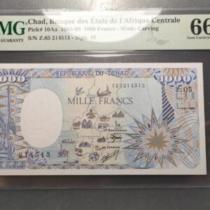 CHAD 1000 FRANCS 1985-1990 P-10Aa SC UNC 66 EPQ