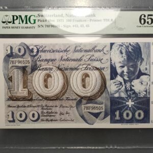 SUIZA SWITZERLAND 100 FRANKEN 1971 P-49m SC UNC 65 EPQ