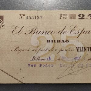 ESPAÑA BILBAO BANCO DE BILBAO 25 PESETAS 01/09/1936 PS552a