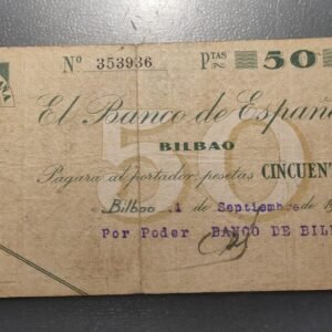 ESPAÑA BILBAO BANCO DE BILBAO 50 PESETAS 01/09/1936 PS553a