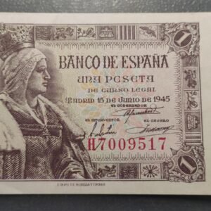 ESPAÑA 1 PESETA 15/06/1945 P-128 EBC/EBC+