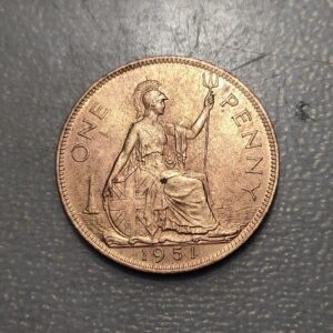 GREAT BRITAIN GRAN BRETAÑA GEORGE VI 1 PENNY 1951 SC UNC BRILLO ORIGINAL
