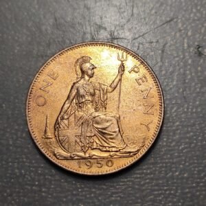 GREAT BRITAIN GRAN BRETAÑA GEORGE VI 1 PENNY 1950 SC UNC BRILLO ORIGINAL
