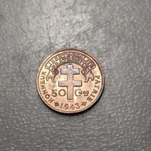 MADAGASCAR 50 CENTIMES 1943 SC UNC BRILLO ORIGINAL