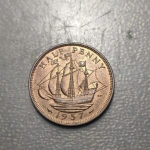 GREAT BRITAIN GRAN BRETAÑA GEORGE VI 1/2 PENNY 1937 SC UNC