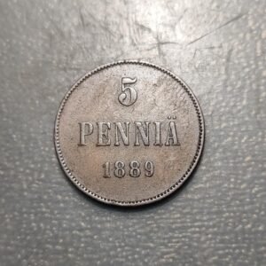 FINLANDIA RUSIA RUSSIAN FINLAND 5 PENNIA 1889 MBC