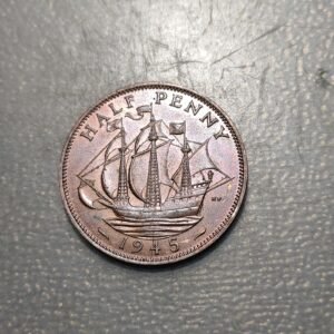 GREAT BRITAIN GRAN BRETAÑA GEORGE VI 1/2 PENNY 1945 SC UNC