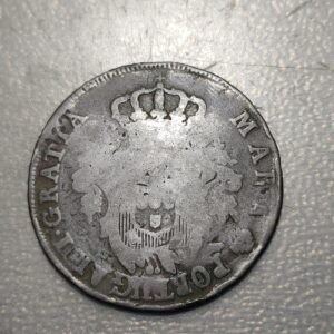 PORTUGAL AZORES MARIA I 20 REIS ACUÑADO SOBRE OTRA MONEDA