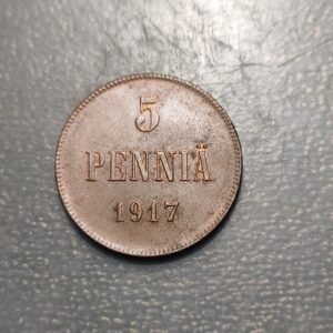 FINLANDIA FINLAND 5 PENNIA 1917 EBC BRILLO ORIGINAL