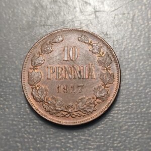 FINLANDIA FINLAND 10 PENNIA 1917 EBC+ PARTE DE BRILLO ORIGINAL