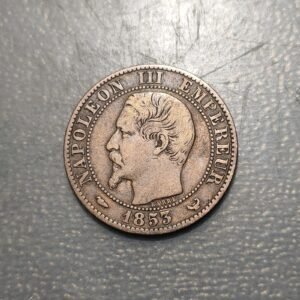 FRANCIA FRANCE 5 CENTIMES REYES VISITA A LA BOLSA 1853 BC+ ESCASA SCARCE