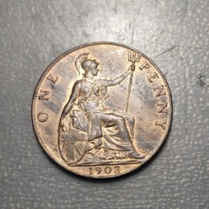 GREAT BRITAIN GRAN BRETAÑA EDWARD VII 1 PENNY 1903 SC- BRILLO ORIGINAL