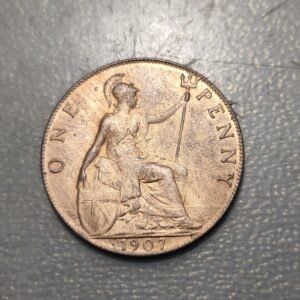 GREAT BRITAIN GRAN BRETAÑA EDWARD VII 1 PENNY 1907 SC- BRILLO ORIGINAL