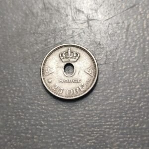ERROR NORUEGA NORWAY 25 ORE 1925 AGUJERO DESPLAZADO ERROR