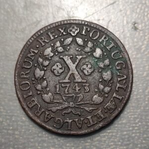 PORTUGAL JOAO V 10 REIS 1743 MBC