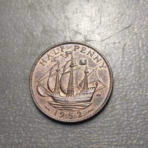 GREAT BRITAIN GRAN BRETAÑA GEORGE VI 1/2 PENNY 1952 SC UNC BRILLO ORIGINAL