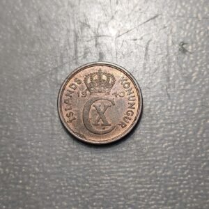 ICELAND ISLANDIA 2 AURAR 1940 KM 6.2 EBC+ BRILLO ORIGINAL