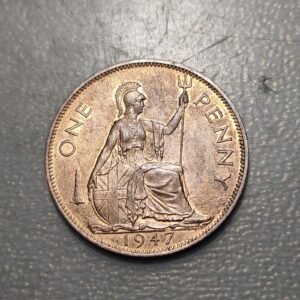 GREAT BRITAIN GRAN BRETAÑA GEORGE VI 1 PENNY 1947 SC UNC BRILLO ORIGINAL