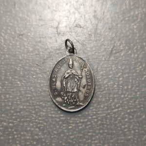 MEDALLA RELIGIOSA SIGLO XIX SAN BLAS Y ANGEL DE LA GUARDA PLATA