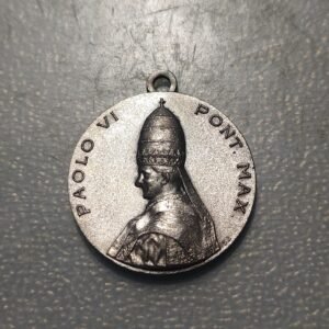 MEDALLA RELIGIOSA 1975 PABLO VI PUERTA SANTA AÑO SANTO METAL BLANCO