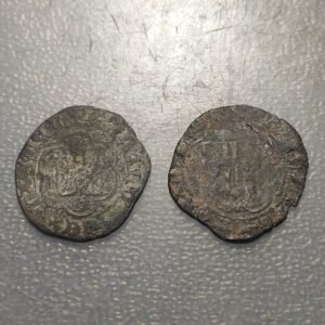 ESPAÑA ENRIQUE III LOTE DE 2 BLANCAS (1390-1406) NO SE APRECIAN LAS CECAS