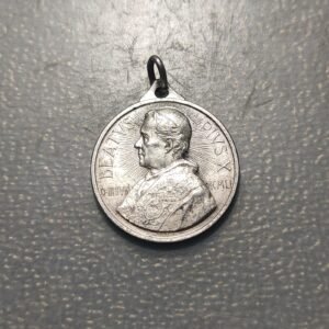 MEDALLA RELIGIOSA 1951 BEATIFICACION PAPA PIO X METAL PLATEADO
