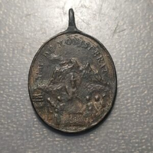 MEDALLA RELIGIOSA SIGLO XVIII SAN BENITO NUESTRA SEÑORA DE MONTSERRAT BRONCE