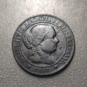 ESPAÑA BARCELONA ISABEL II 5 CENTIMOS DE ESCUDO 1868